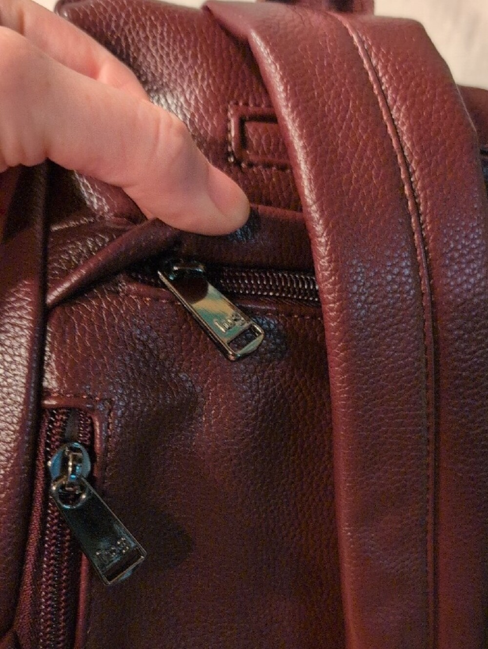 lug Quilted Backpack in Burgundy - Picture 4 of 6